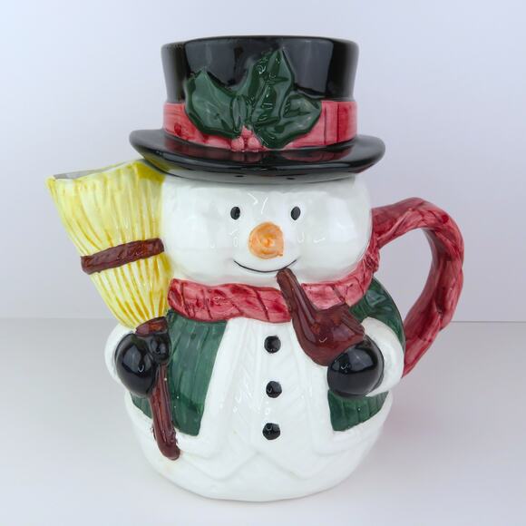 Vintage Rosegarden Dolomite Ceramic Snowman Teapot Pitcher 9" Christmas Decor - Picture 15 of 15